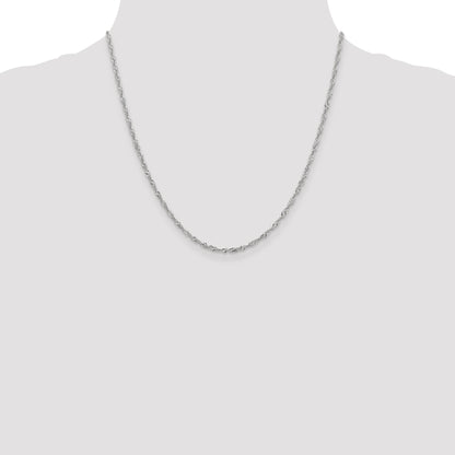 2 Inch 14K White Gold 1.9mm Singapore Chain Necklace