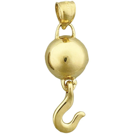14K Gold Crane Hook Pendant
