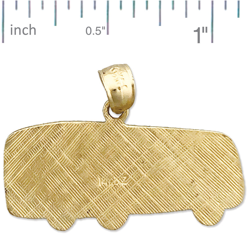14K Gold Bus Pendant