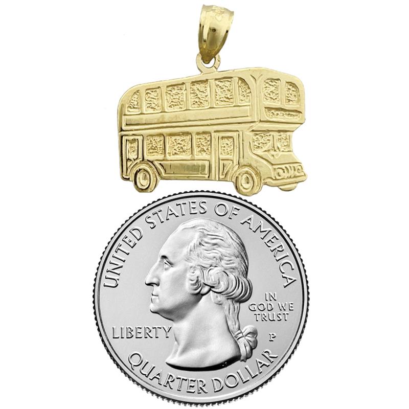 14K Gold Double Decker Bus Pendant