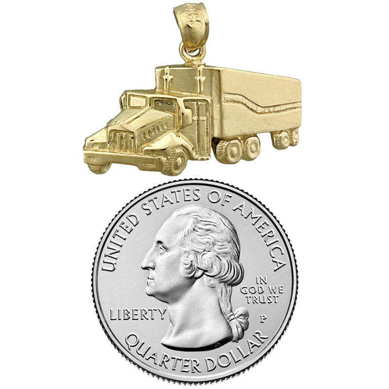 14K Gold Semi Truck Pendant