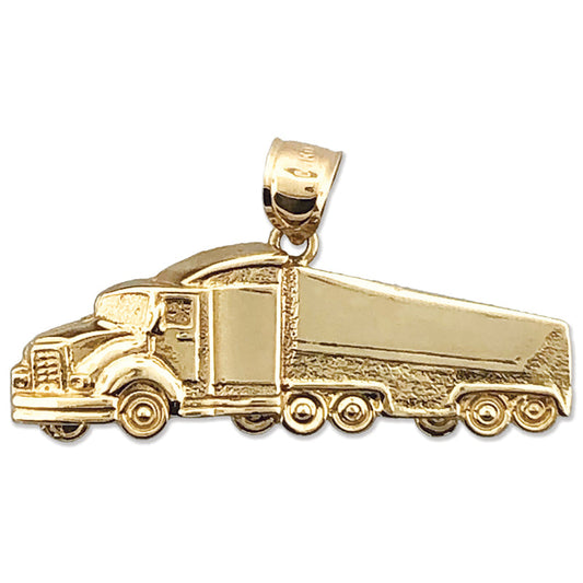 14K Gold 18 Wheeler Truck Pendant