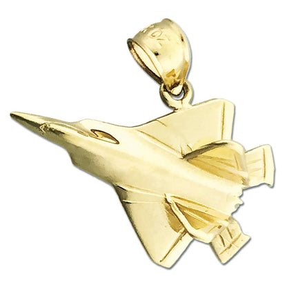 Custom Order 14K Gold F22 Raptor Military Jet Pendant 1.5 inch width - Bail fit 5mm chain