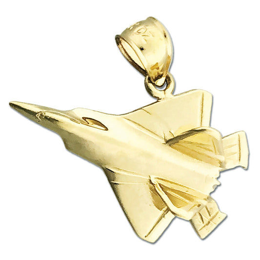 Custom Order 14K Gold F22 Raptor Military Jet Pendant 1.5 inch width - Bail fit 5mm chain