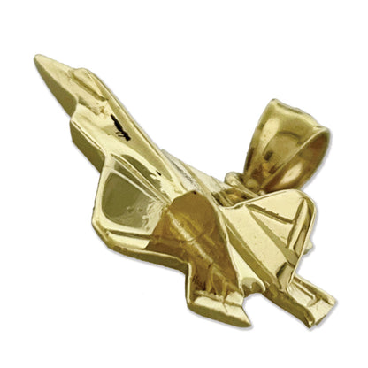 Custom Order 14K Gold F22 Raptor Military Jet Pendant 1.5 inch width - Bail fit 5mm chain