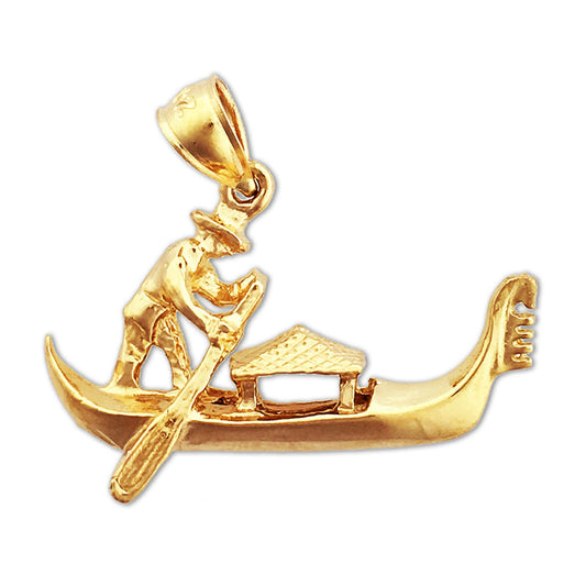 14K Gold 3D Venetian Gondola Italy Pendant