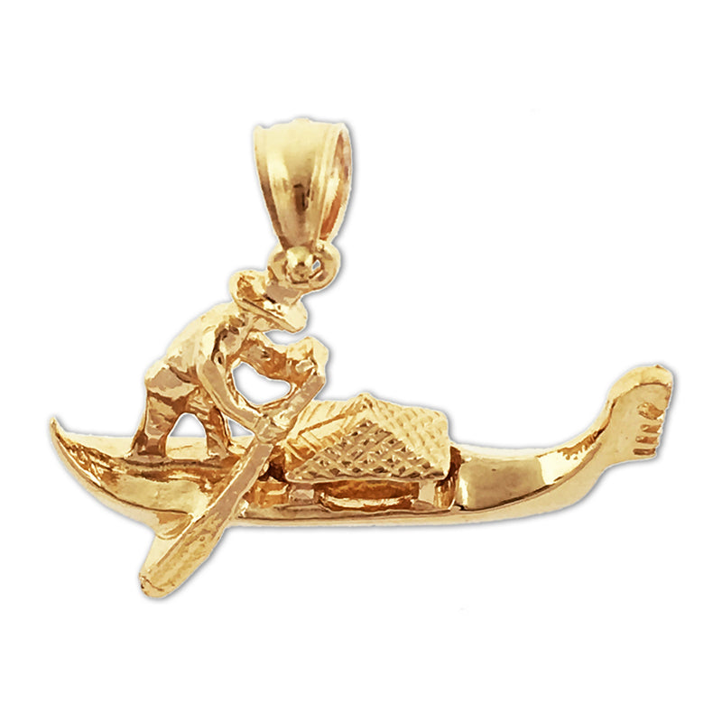 14K Gold 3D Venetian Gondola Italy Pendant