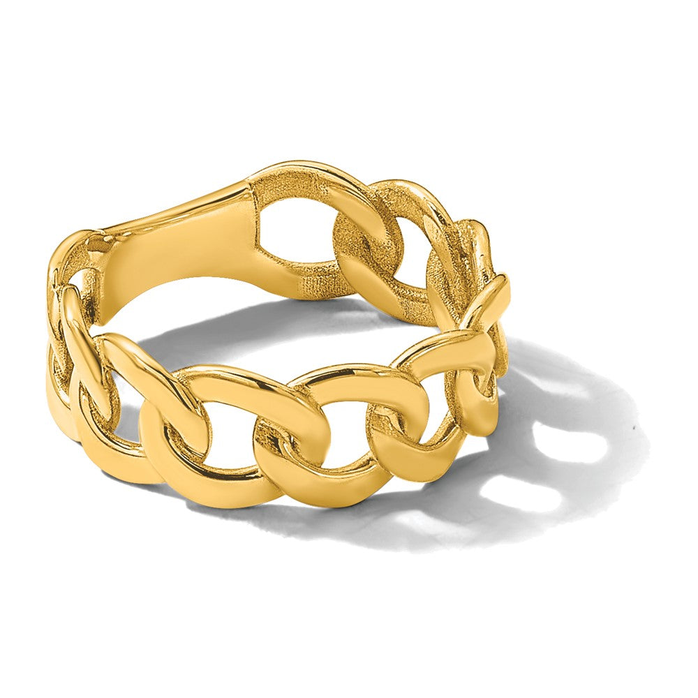 14K Yellow Gold Polished 8mm Men's Curb Link Ring