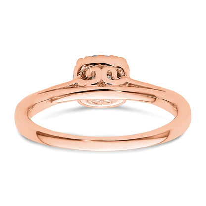 14K Rose Gold Halo (Holds 1/4 carat (4.1mm) Round Center) 1/8 carat Diamond Semi-mount Engagement Ring