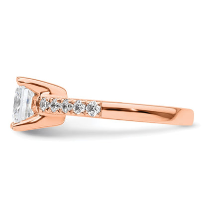True Origin 14K Rose Gold 3/8 carat Lab Grown Diamond VS+ F+ Semi-Mount Princess Engagement Ring