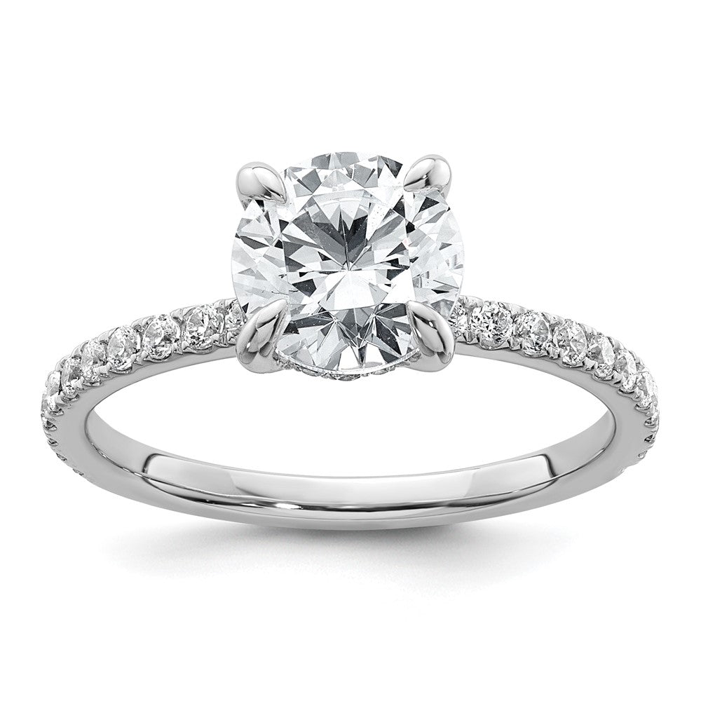 14K White Gold 2 carat Certified Lab Grown Diamond VS/SI+ G+ Round Complete Solitaire with Flair Engagement Ring