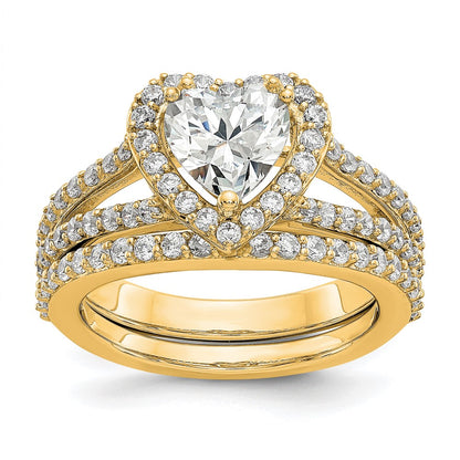 14K Yellow Gold Diamond Heart Semi-Mount Halo Engagement Ring