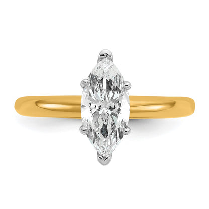 14K Two-Tone Gold Two-tone 1 carat Lab Grown Diamond VS+ F+ Marquise Solitaire Complete Engagement Ring