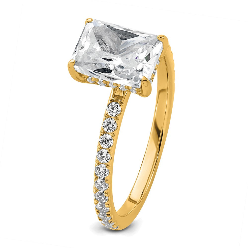 14K Yellow Gold 2 carat Certified Lab Grown Diamond VS+ F+ Radiant Complete Solitaire with Flair Engagement Ring