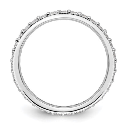 14K White Gold Polished Size 8.5 Vintage 1 carat Diamond Complete Eternity Wedding Band Ring