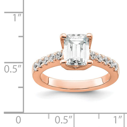 True Origin 14K Rose Gold 3/8 carat Lab Grown Diamond VS+ F+ Semi-Mount Emerald Engagement Ring