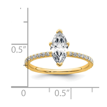 14K Yellow Gold 1 3/8 carat Certified Lab Grown Diamond VS+ F+ Marquise Complete Solitaire with Flair Engagement Ring