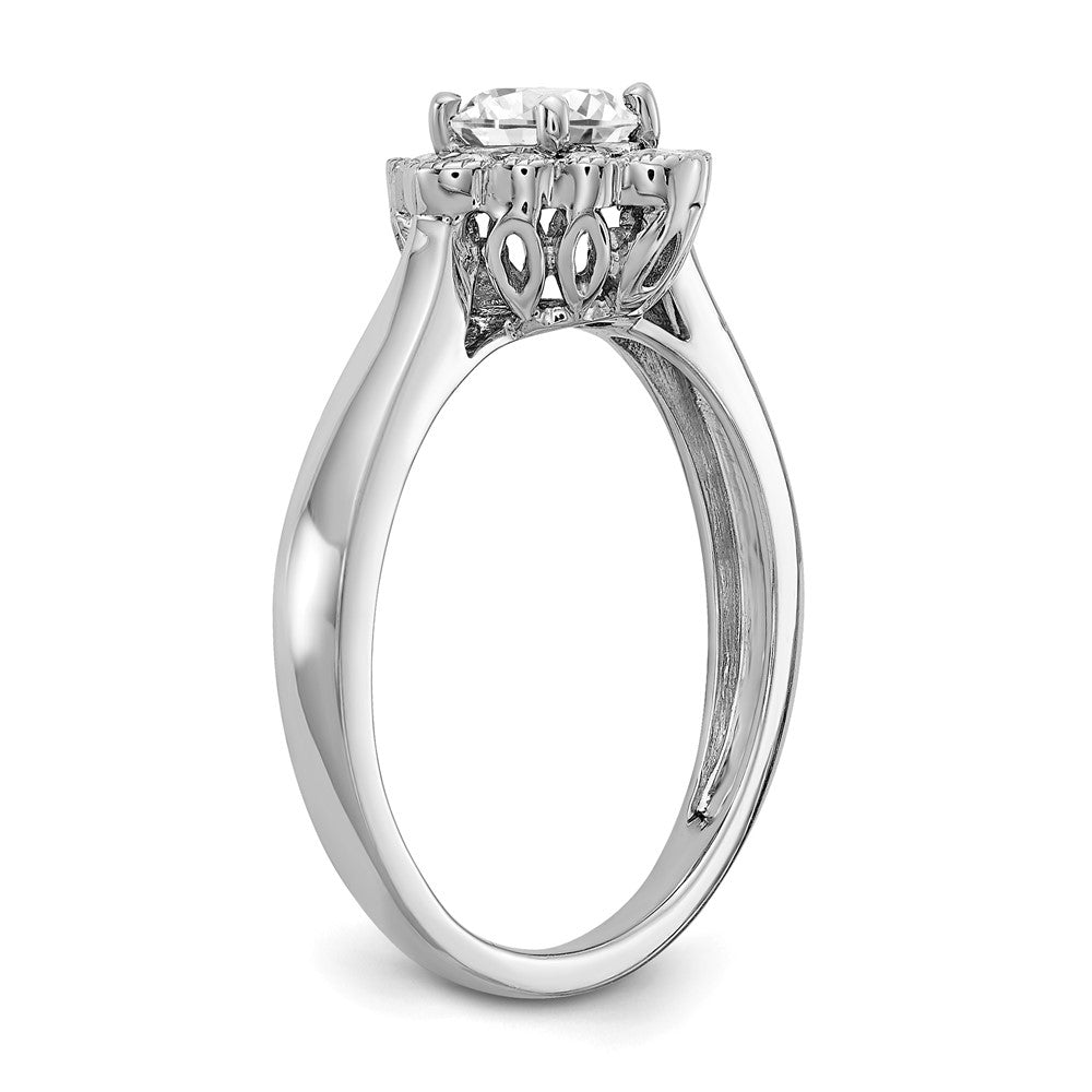 True Origin 14K White Gold 1/4 carat Lab Grown Diamond VS+ F+ Semi-Mount Round Halo Engagement Ring
