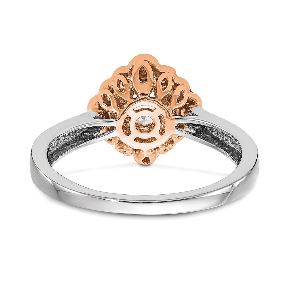 True Origin 14K Two Tone White and Rose Gold 1/4 carat Lab Grown Diamond VS+ F+ Semi-Mount Round  Halo Engagement Ring