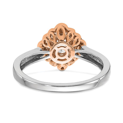 True Origin 14K Two Tone White and Rose Gold 1/4 carat Lab Grown Diamond VS+ F+ Semi-Mount Round  Halo Engagement Ring