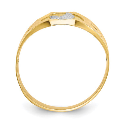 14K Yellow Gold and Rhodium Men's Eagle Ring