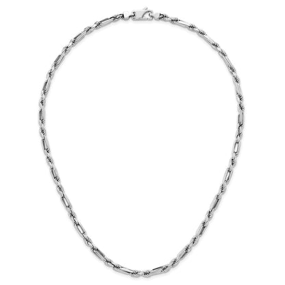 Sterling Silver Rhodium-plated Polished 4.75mm Figaro Rope Chain 19.75 Inch Necklace