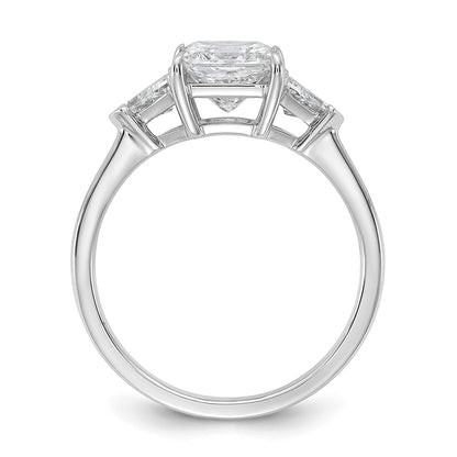 14K White Gold 1/2 carat Lab Grown Diamond VS/SI+ G+ Trillion and 1 1/2 carat Princess Center Semi Mount Three Stone Engagement Ring