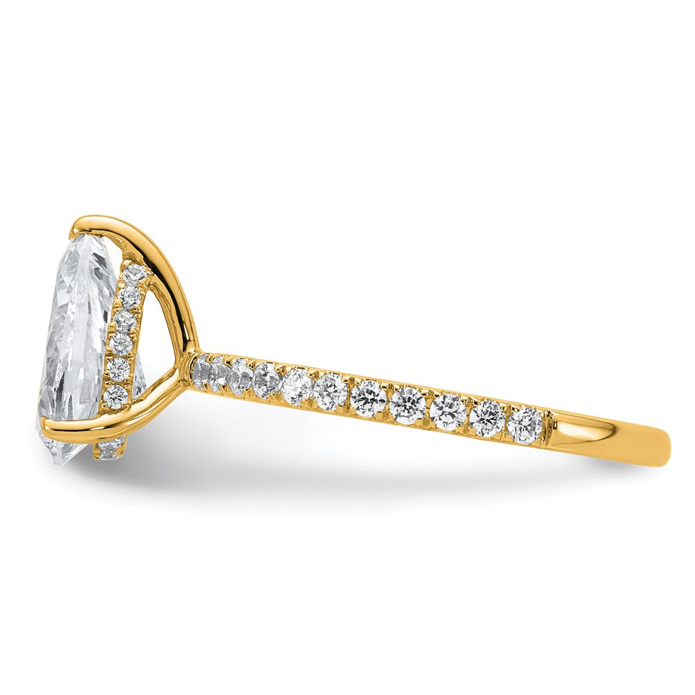 14K Yellow Gold 2 carat Certified Lab Grown Diamond VS+ F+ Pear Complete Solitaire with Flair Engagement Ring