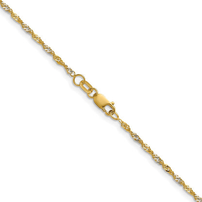 14K Yellow Gold with Rhodium 1.65mm Singapore 24 Inch Chain