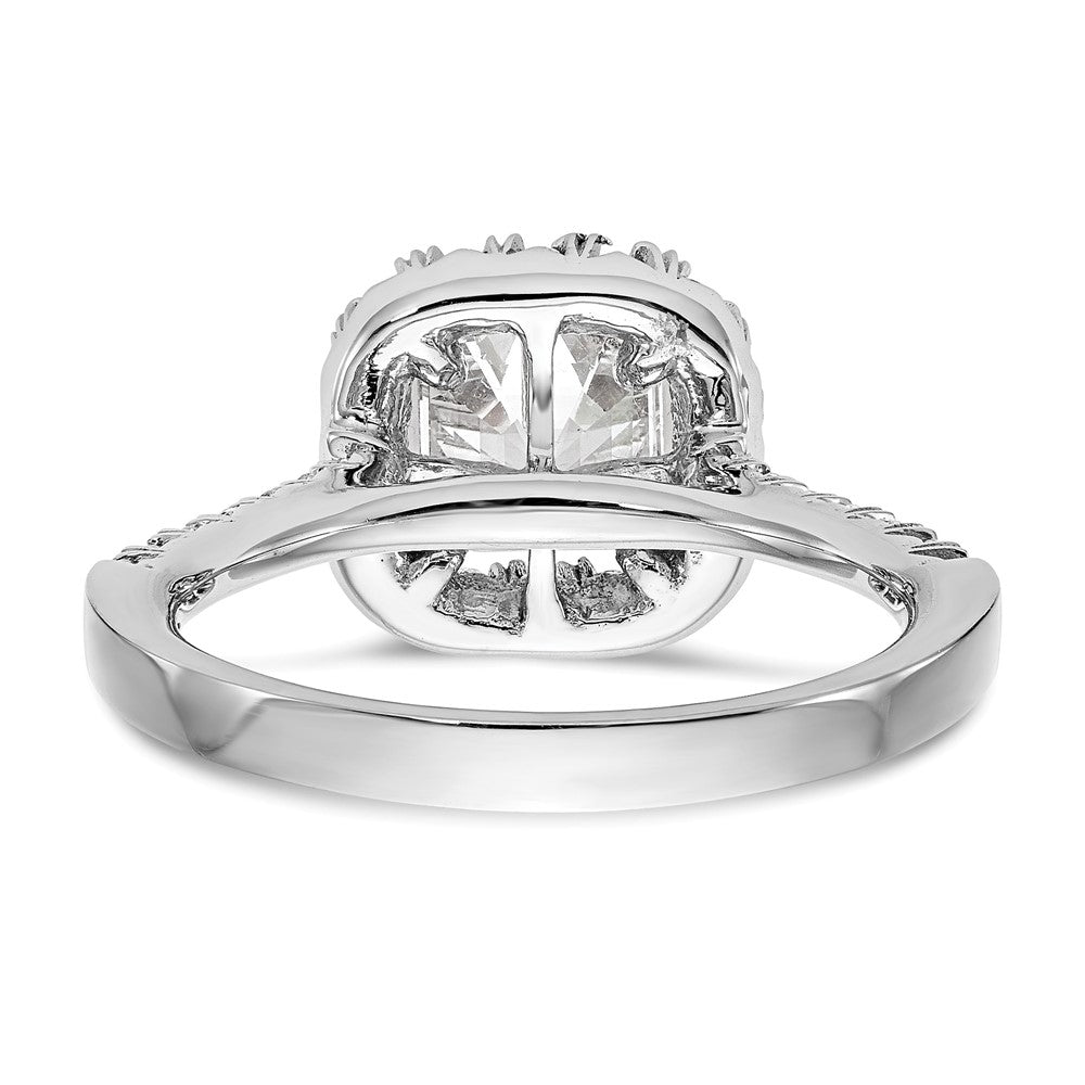 14K White Gold Halo (Holds 1.25 carat (6mm) Asscher-cut Center) 1/2 carat Diamond Semi-mount Engagement Ring