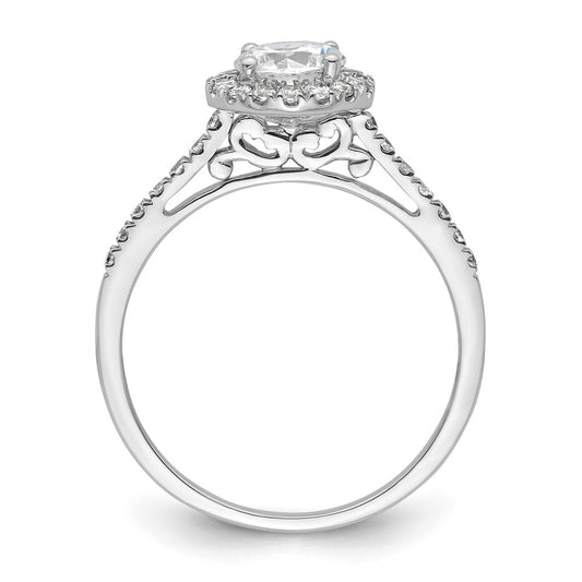 14K White Gold Halo (Holds 3/4 carat (5.8mm) Round Center) 1/4 carat Diamond Semi-mount Engagement Ring