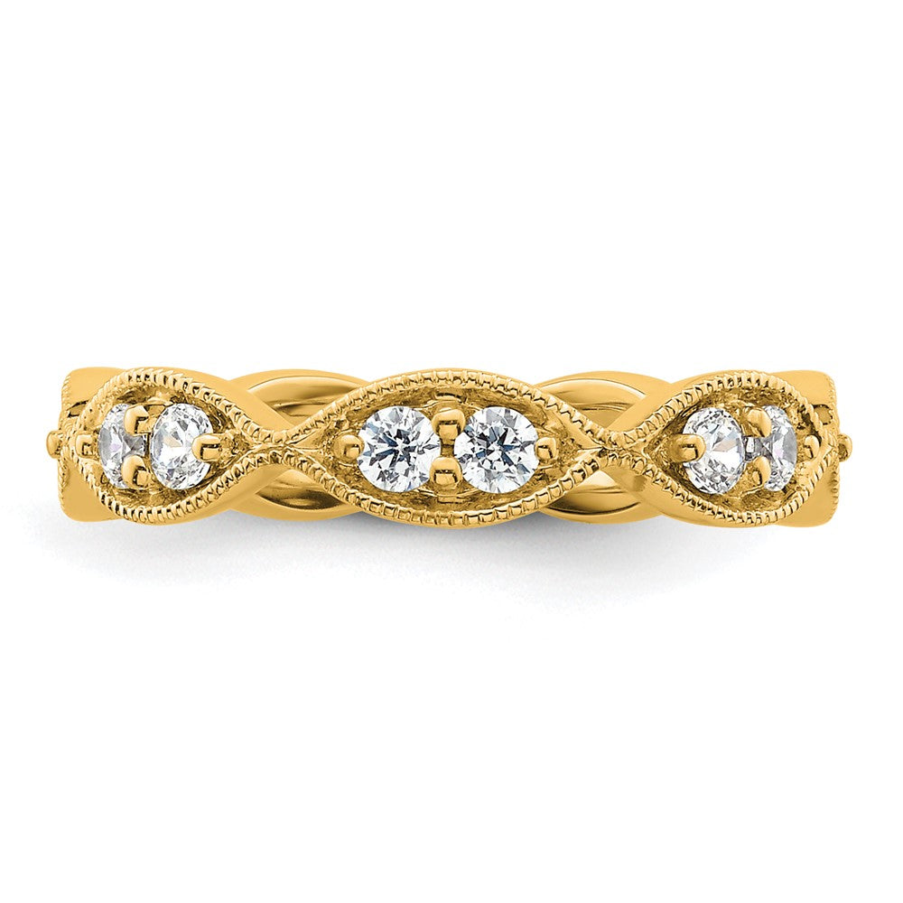 14K Yellow Gold Polished Size 4.5 Vintage Pave 1/2 carat Diamond Complete Eternity Wedding Band Ring