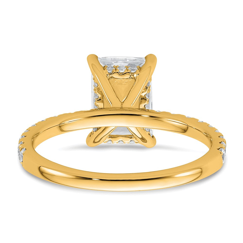 14K Yellow Gold 2 3/8 carat Certified Lab Grown Diamond VS/SI+ G+ Radiant Complete Solitaire with Flair Engagement Ring