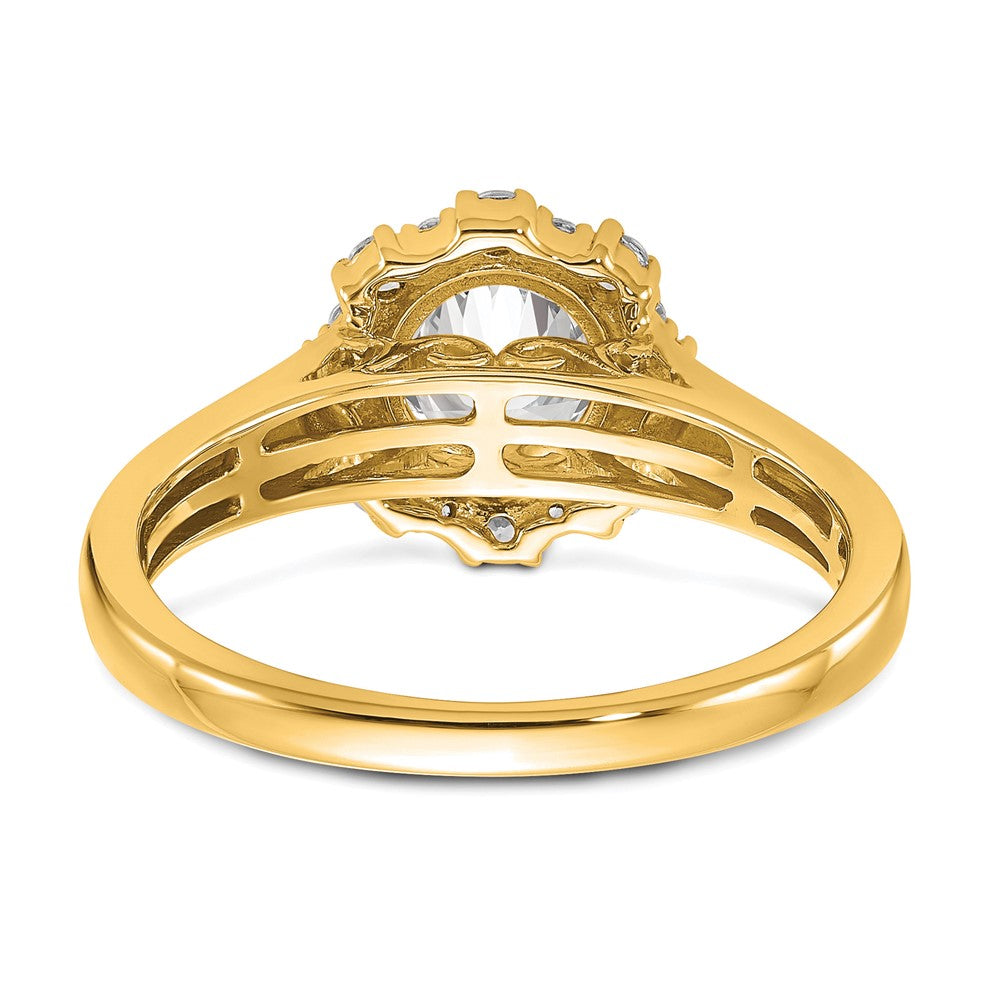 True Origin 14K Yellow Gold 1/4 carat Lab Grown Diamond VS+ F+ Semi-Mount Round Halo Engagement Ring