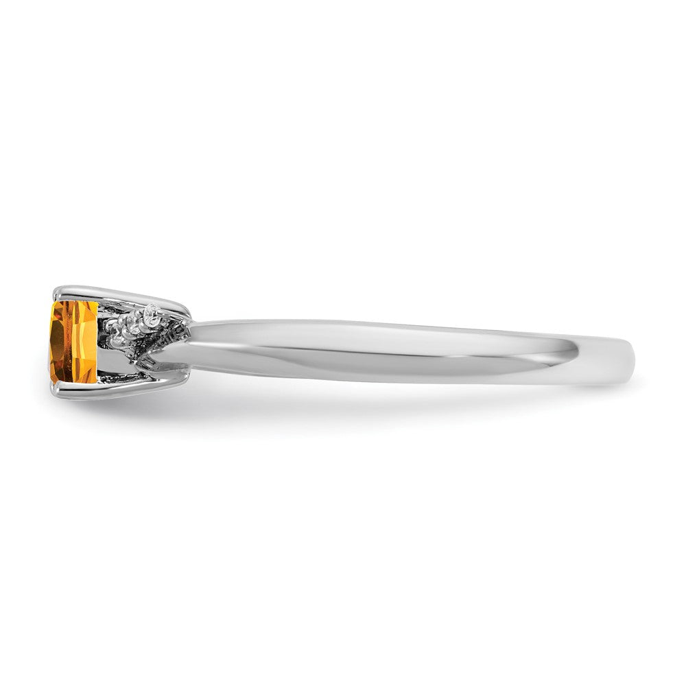 14K White Gold Polished Diamond and Citrine Fashion Ring