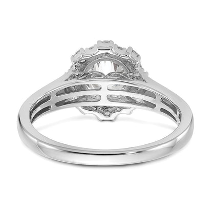 True Origin 14K White Gold 1/4 carat Lab Grown Diamond VS+ F+ Semi-Mount Round Halo Engagement Ring