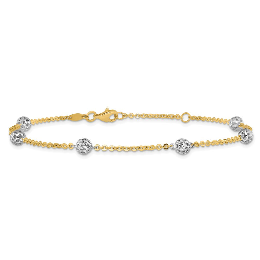 14K Two-Tone Gold Two-tone Polished and Diamond-cut Anklet