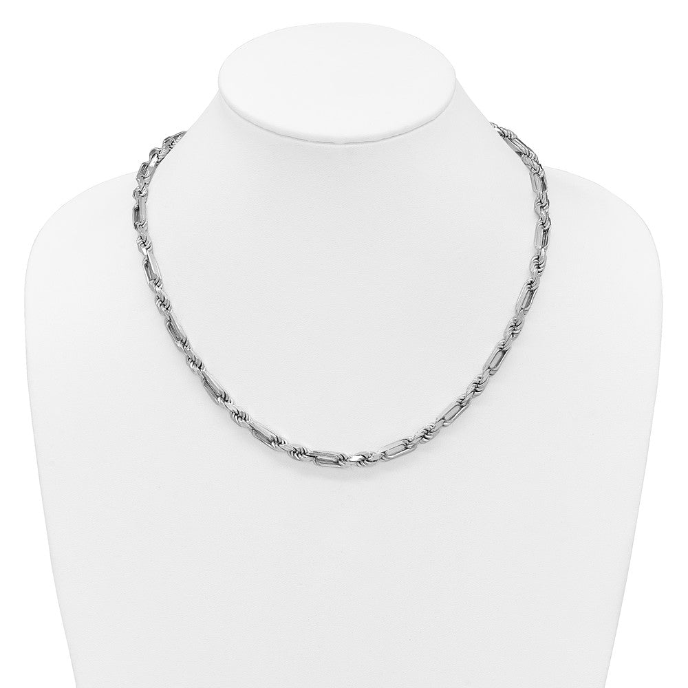 Sterling Silver Rhodium-plated Polished 5.5mm Figaro Rope Chain 20 Inch Necklace