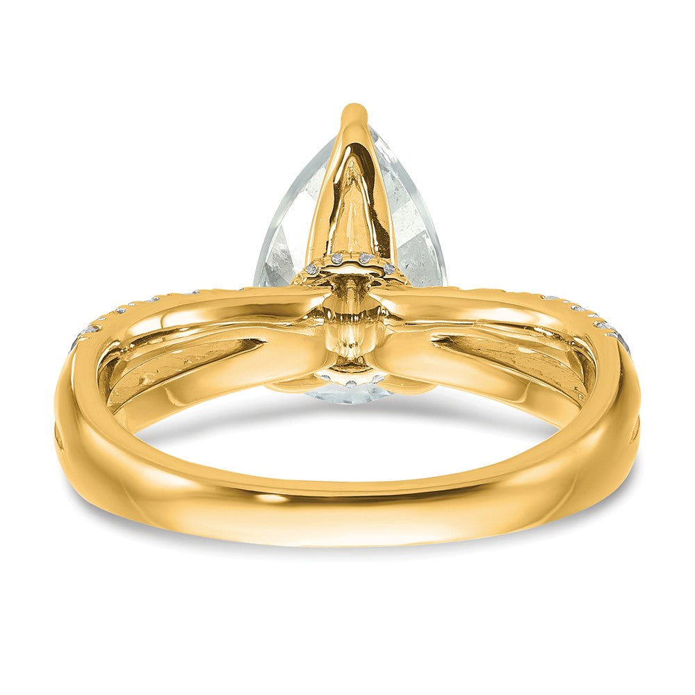 True Origin 14K Yellow Gold 2 5/8 carat Lab Grown Diamond VS+ F+ Complete Pear Engagement Ring