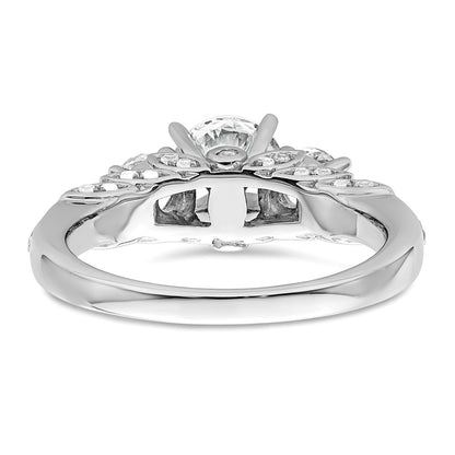 14K White Gold 3/4 carat Lab Grown Diamond VS/SI+ G+ Round Semi Mount Three Stone Engagement Ring