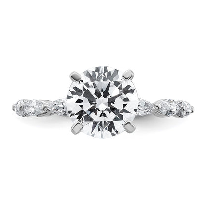 True Origin 14K White Gold 5/8 carat Lab Grown Diamond VS+ F+ Semi-Mount Round Engagement Ring