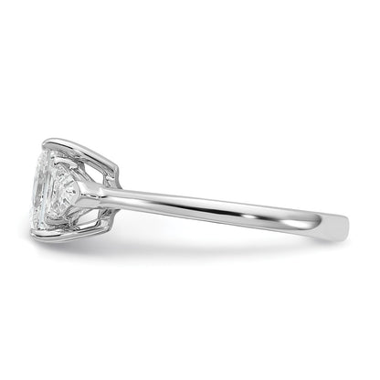 14K White Gold 2 1/2 carat Certified Lab Grown Diamond VS/SI+ G+ Princess and Trillion Complete Three Stone Engagement Ring