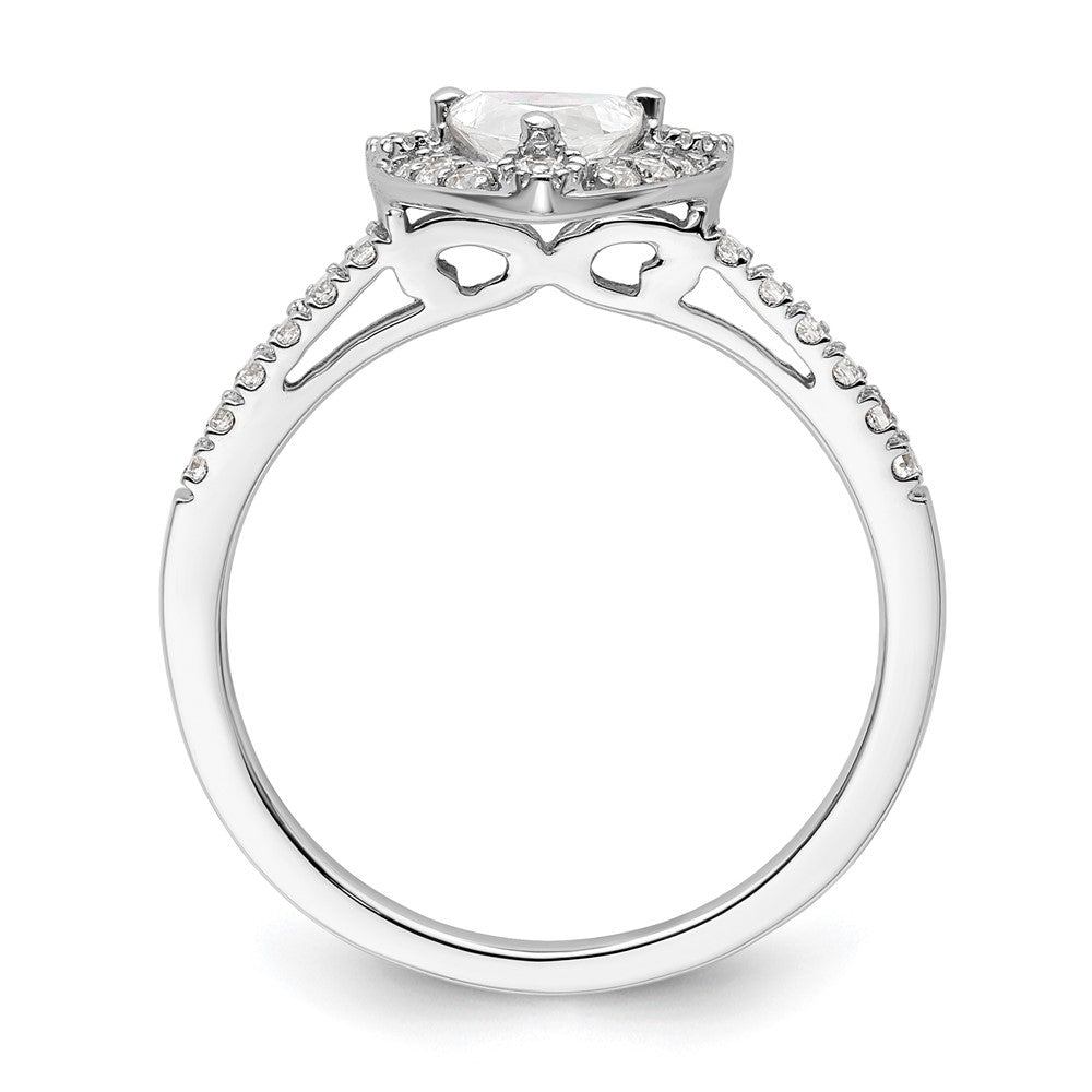 14K White Gold Halo Plus (Holds 1/2 carat (5.00mm) Trillion Center) 1/4 carat Diamond Semi-Mount Engagement Ring