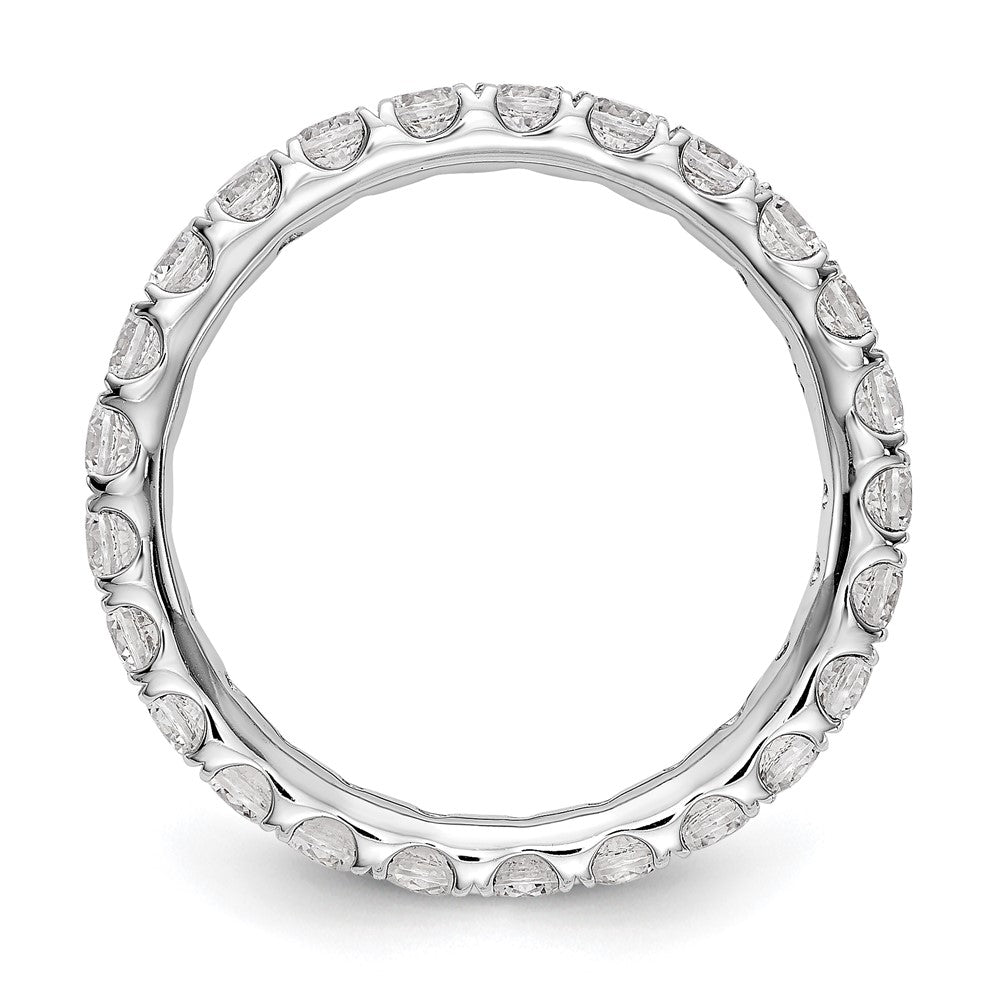 18k White Gold *Size 5.25*1 1/2CT U Shared Prong Diamond Eternity Wedding Band Ring - Diamonds: A