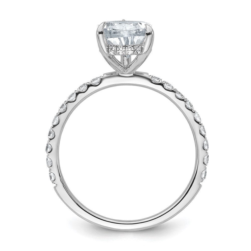 14K White Gold 2 5/8 carat Certified Lab Grown Diamond VS+ F+ Pear Complete Solitaire with Flair Engagement Ring