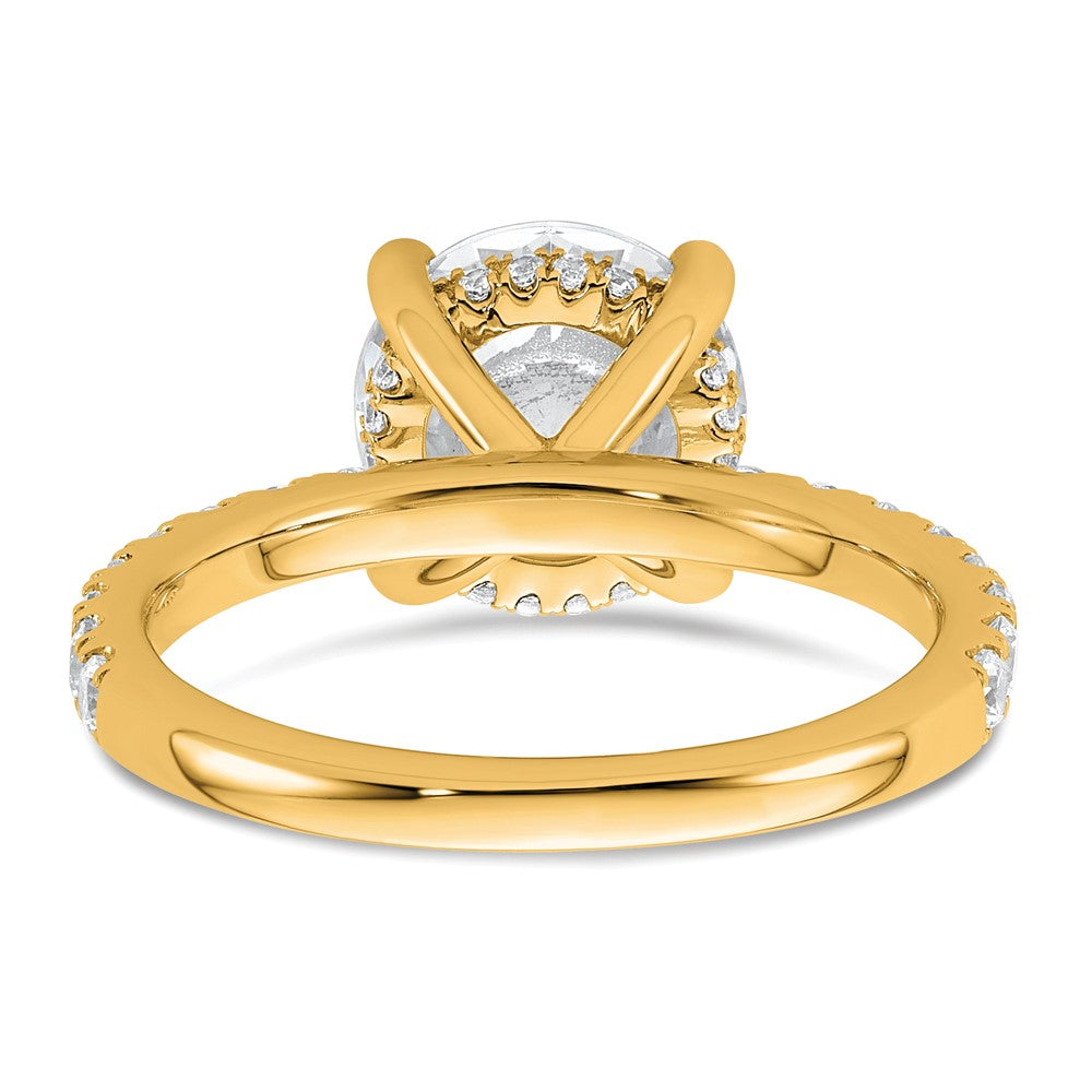 14K Yellow Gold 3 1/2 carat Certified Lab Grown Diamond VS/SI+ G+ Round Complete Solitaire with Flair Engagement Ring