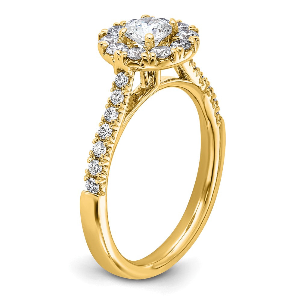 True Origin 14K Yellow Gold 1 carat Lab Grown Diamond VS+ F+ Complete Halo Engagement Ring