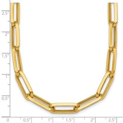 14K Yellow Gold Polished 7mm Paperclip Link Chain 17.5 Inch Necklace