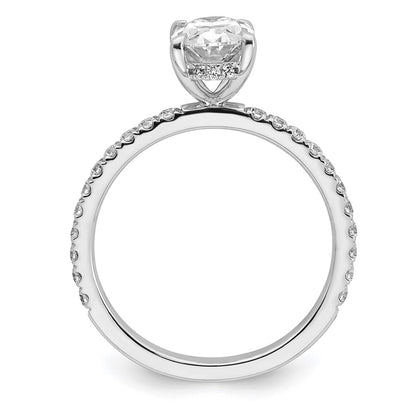14K White Gold 1 7/8 carat Certified Lab Grown Diamond VS+ F+ Oval Complete Solitaire with Flair Engagement Ring