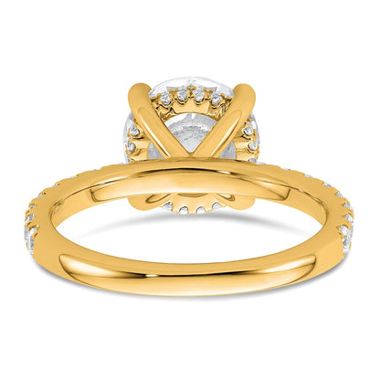 14K Yellow Gold 3 1/2 carat Certified Lab Grown Diamond VS+ F+ Round Complete Solitaire with Flair Engagement Ring